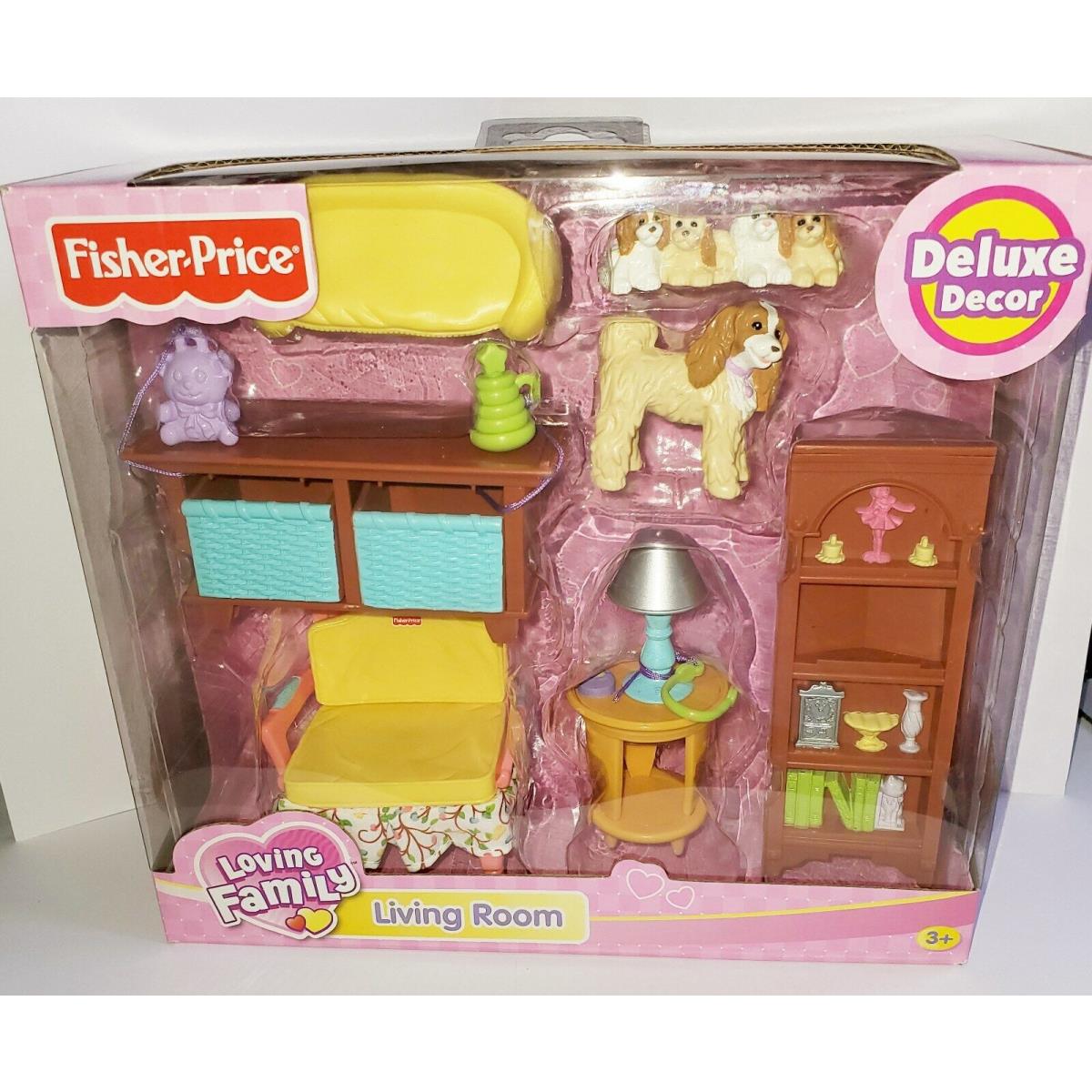 Loving Family Twin Time Grand Doll House Play Set Living Room Bookcase Dogs
