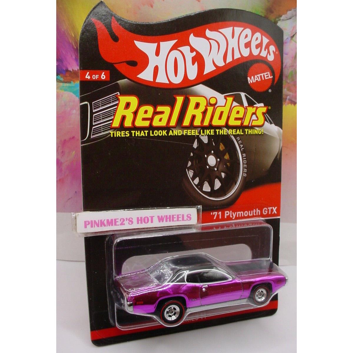 2012 Rlc Hot Wheels Real Riders `71 Plymouth Gtx 4/6 Pink Series 11 Hologram