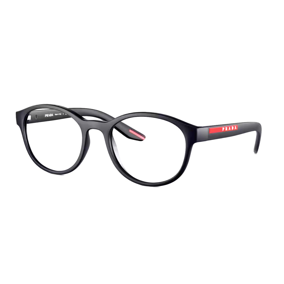 Prada Eyeglasses Vps 07P DG0-1O1 53-20 Rubberized Matte Black Round Frames - Frame: Black