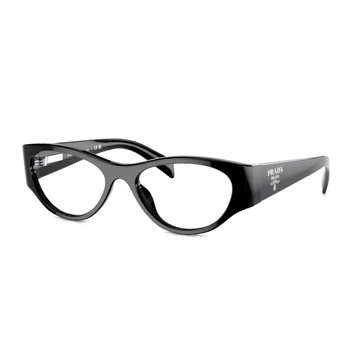 Prada Cat-eye Eyeglasses Vpr 06Z 1AB-1O1 52-17 130 Shiny Black Frames W/case