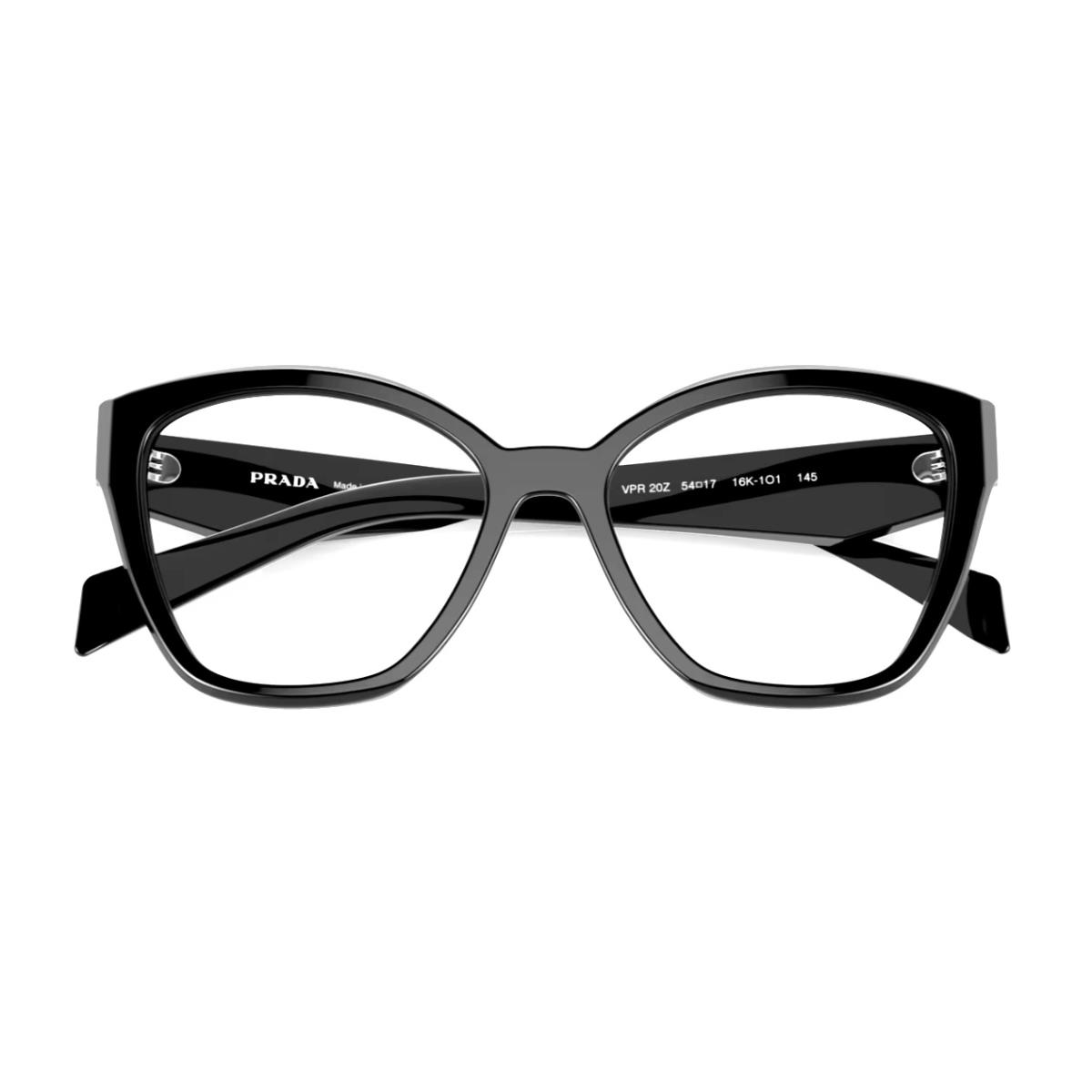 Prada Cat-eye Eyeglasses Vpr 20Z 16K-1O1 54-17 145 Large Shiny Black Frames