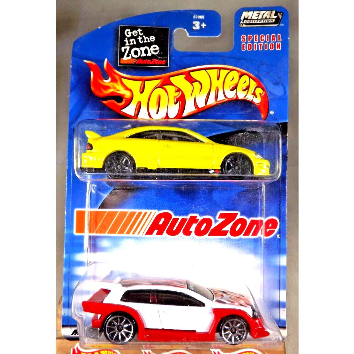 2003 Hot Wheels Auto Zone Special Edition 2 Pack Honda Civic Si-yellow/flight 03