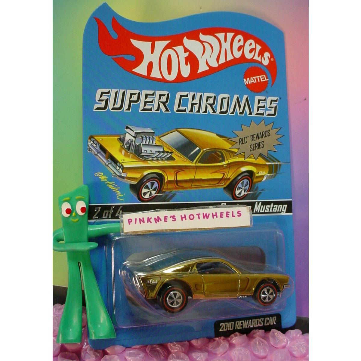 Rlc Hot Wheels 2010 Rewards Super Chromes Custom Mustang 2 Gold Redlines 0325