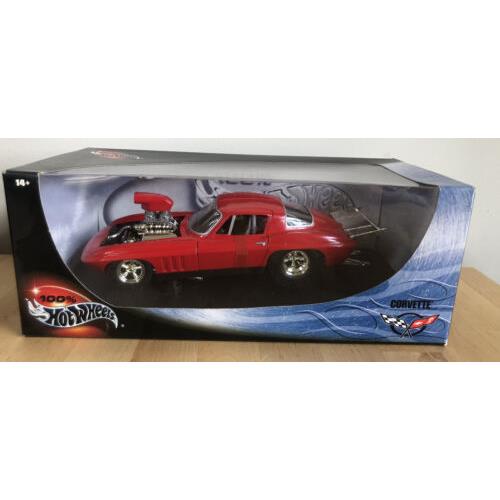 Hot Wheels 1966 Chevy Corvette Pro Street Dragster 1:18 Scale Die Cast Car Red