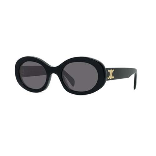 Celine Triomphe CL40194U 01A Shiny Black/smoke Oval Women`s Sunglasses