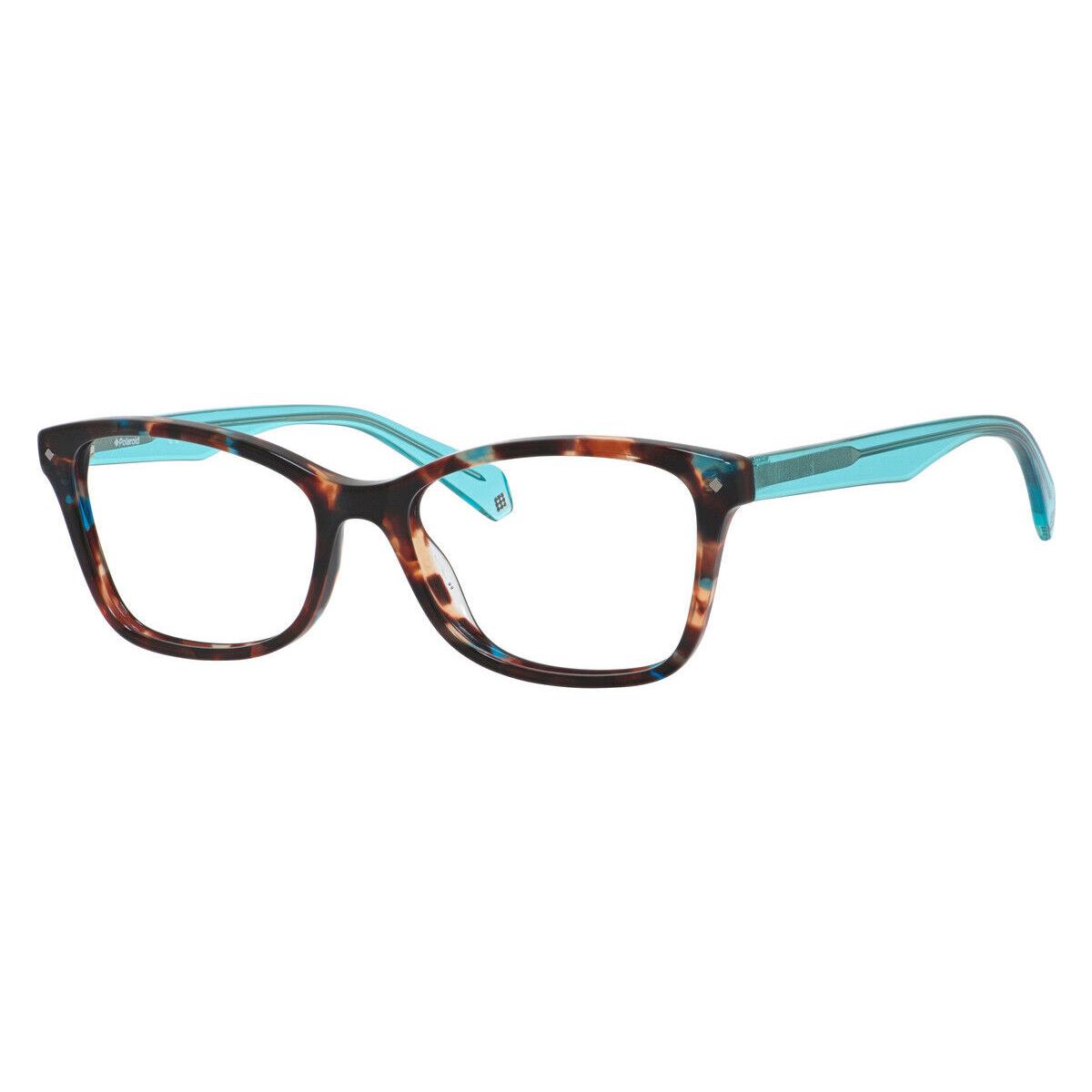 Polaroid D 320 Eyeglasses Women 0IPR Havana Blue Cat Eye 53mm