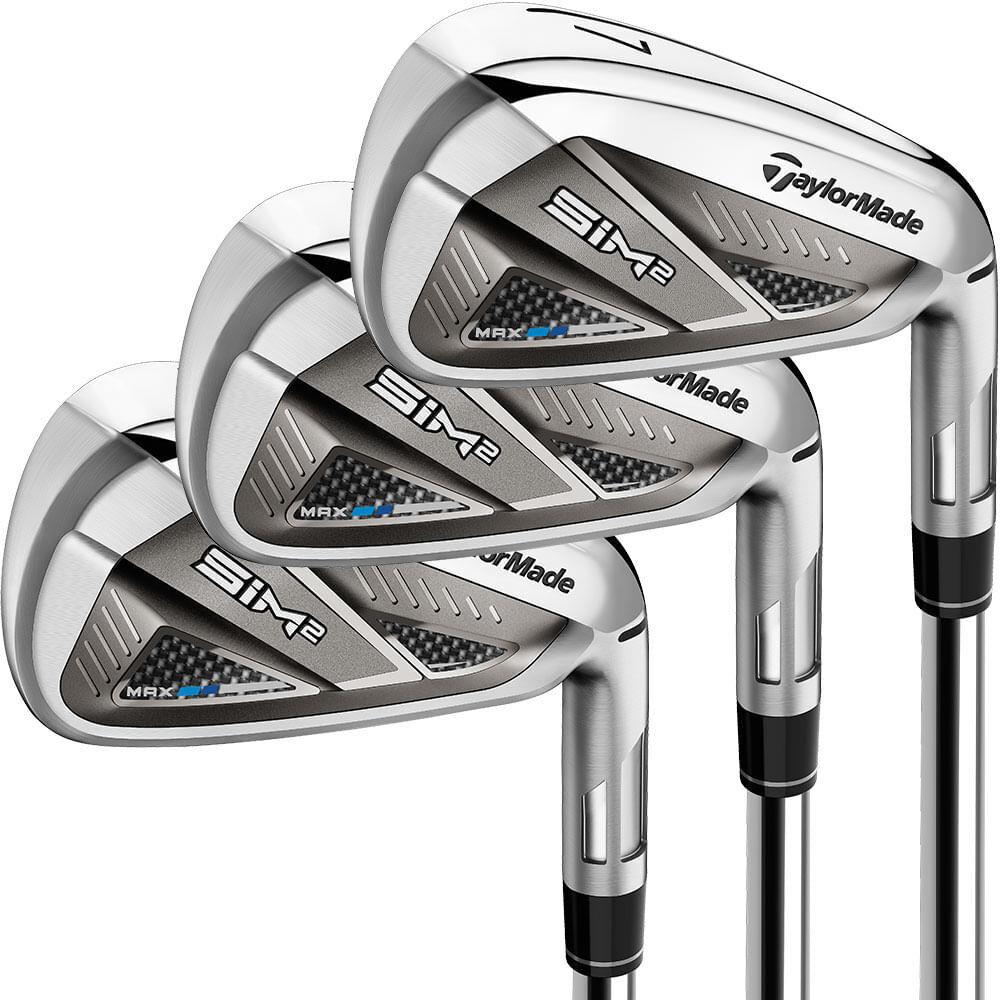 Men`s Taylormade Sim 2 Max `21 Iron Set - 5-PW AW - RH R S - Silver, Lie Angle: Silver