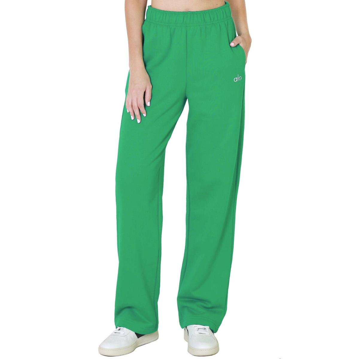 Alo Accolade Sweatpants High Waist Straight Leg French Terry Joggers Green