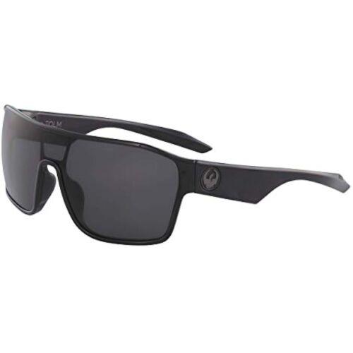 Dragon DR Tolm LL 001 Black Shield Sunglasses with Smoke Luma Lens - Shiny Black/Ll Smoke, Frame: Black, Lens: