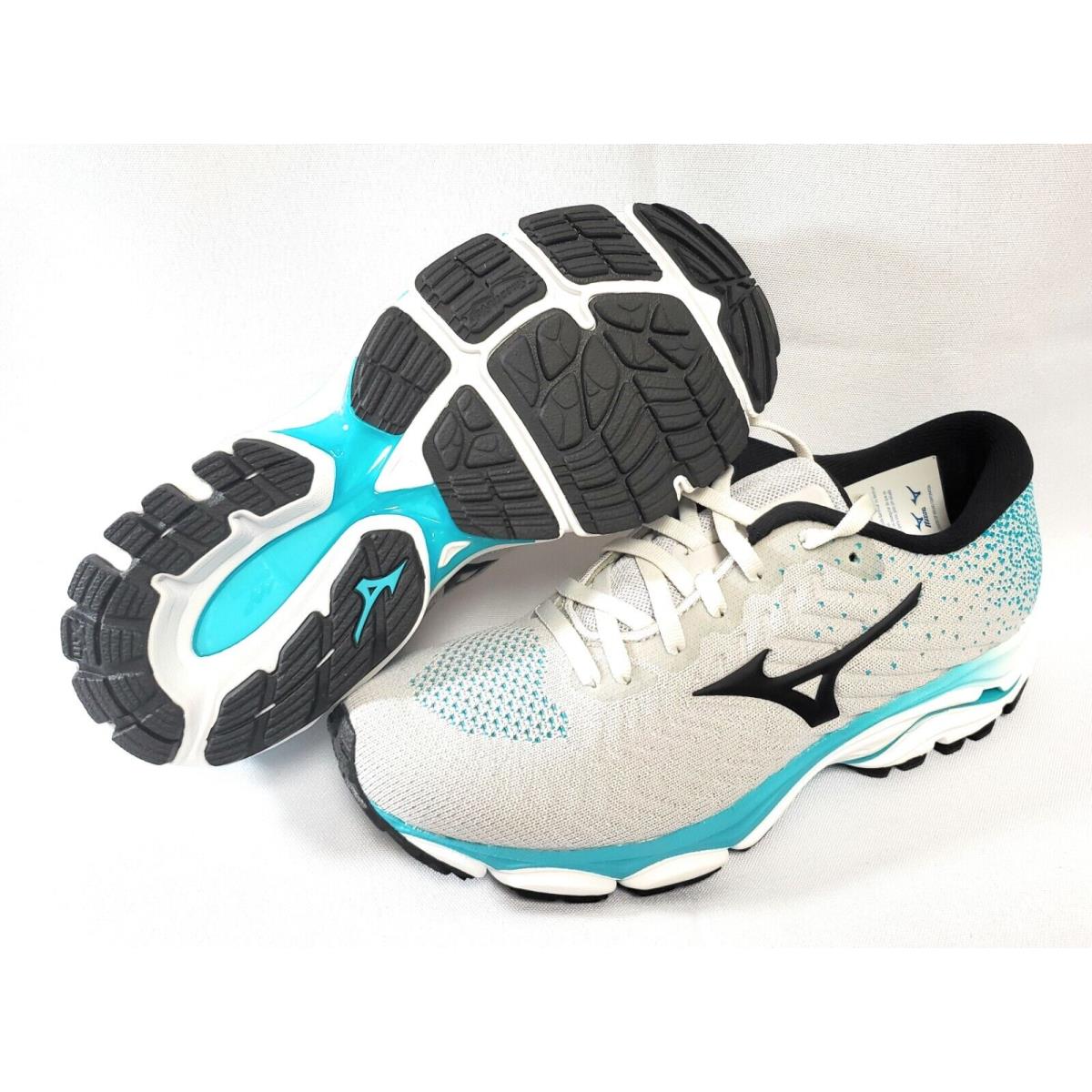 Womens Mizuno Wave Inspire 16 Waveknit Grey Blue Athletic Running Sneakers Shoes