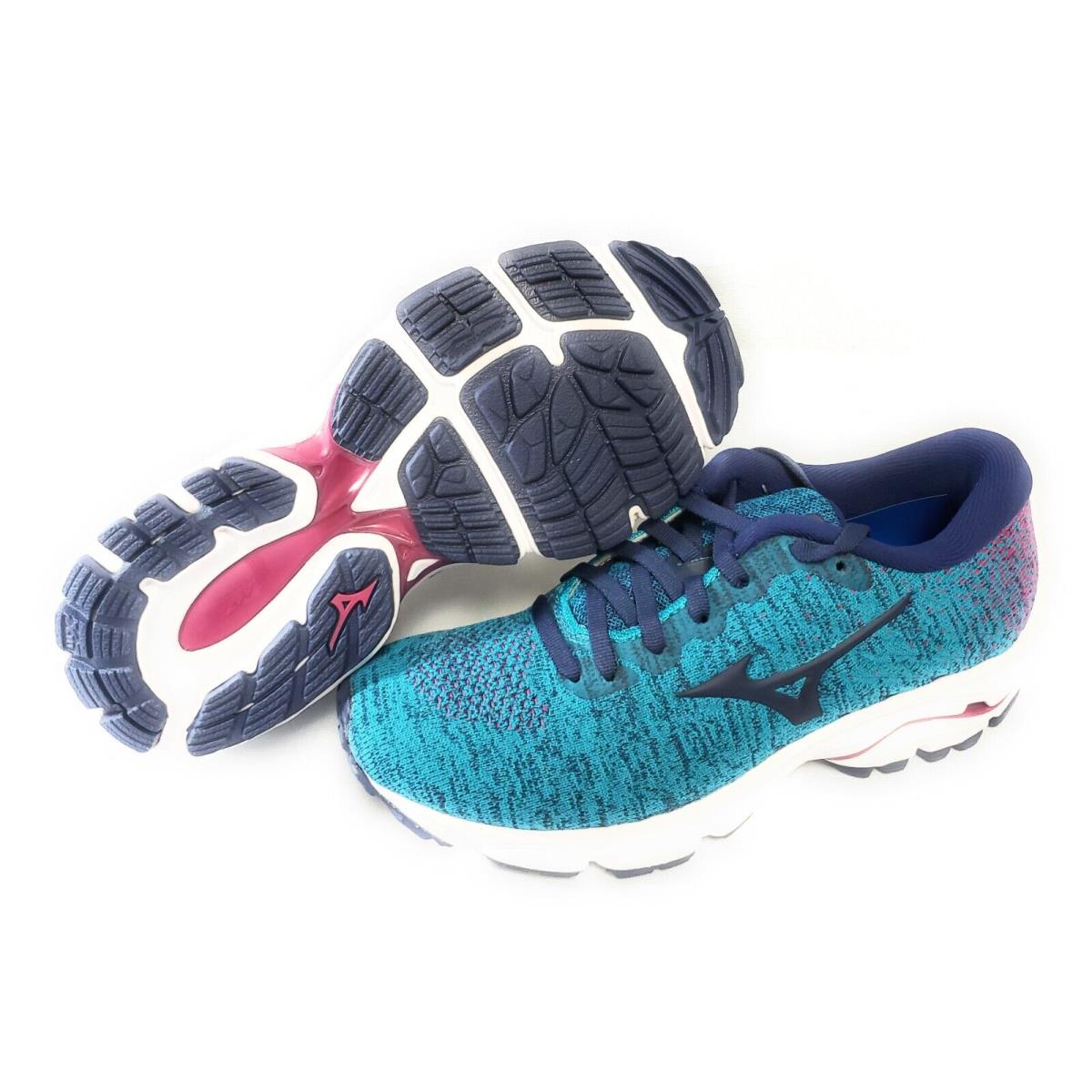 Womens Mizuno Wave Inspire 16 Waveknit Enamel Blue Running Sneakers Shoes