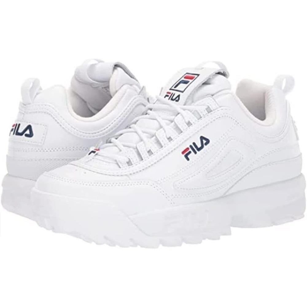 Women Fila Disruptor II Premium Athletic Shoe 5FM02-125 White/navy/red - White/Navy/Red