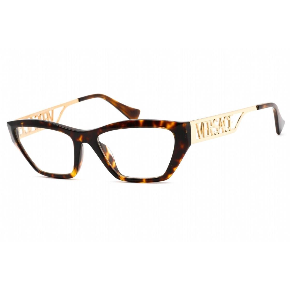 Versace VE 3327 U 108 Eyeglasses Women`s Dark Havana Full Rim Optical Frame 55mm