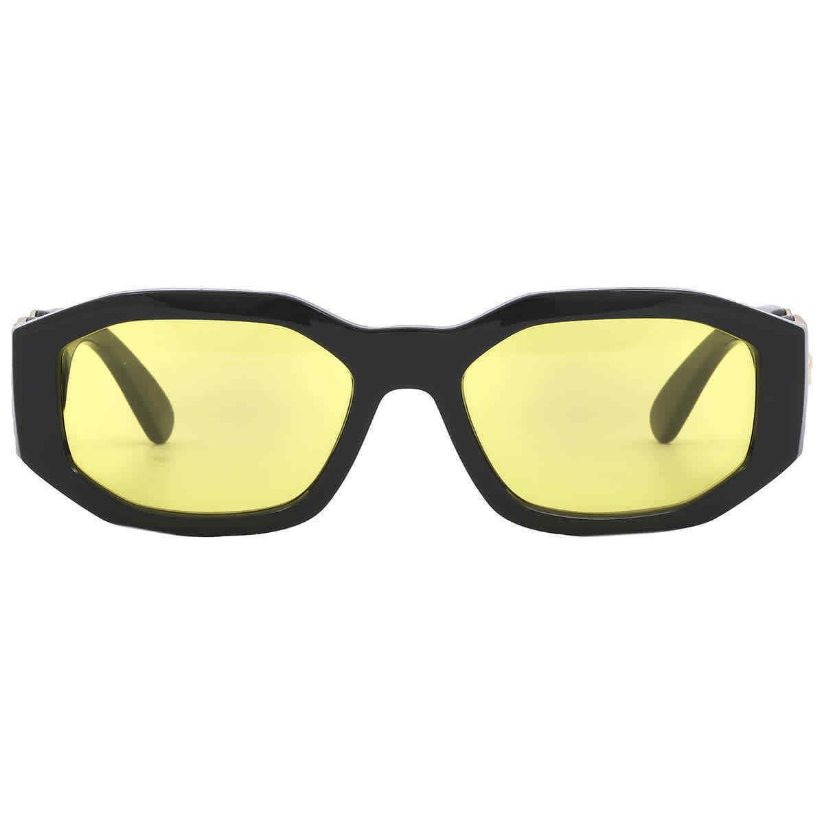 Versace Yellow Geometric Men`s Sunglasses VE4361 GB1/85 53 VE4361 GB1/85 53 - Frame: Black, Lens: Yellow