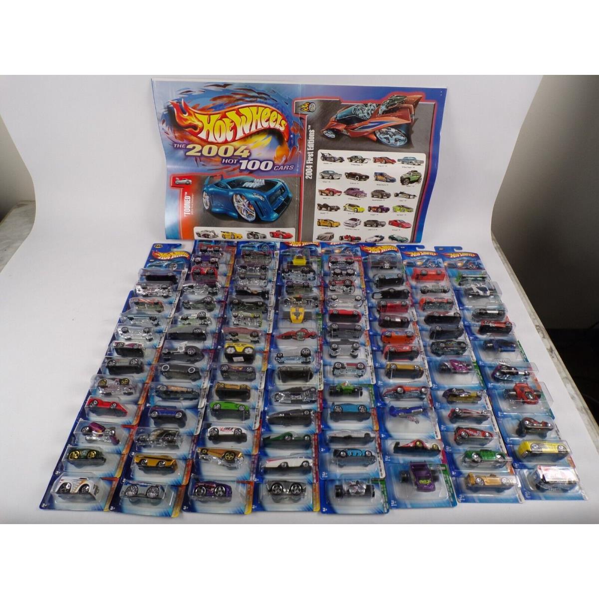 Hot Wheels 2004 1-100 Set of Cars with Poster. All in Package