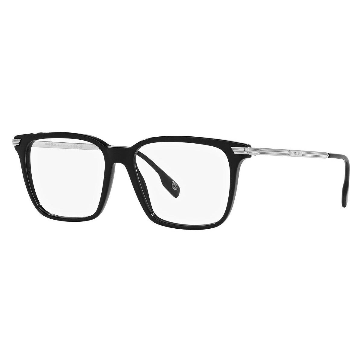 Burberry Ellis BE2378 Eyeglasses Black and Silver Square 55mm - Frame: Black and Silver, Lens: