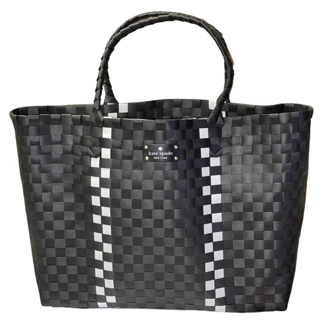 Kate Spade New York Woven Black Large Tote Bag - Black/white 13/17 New