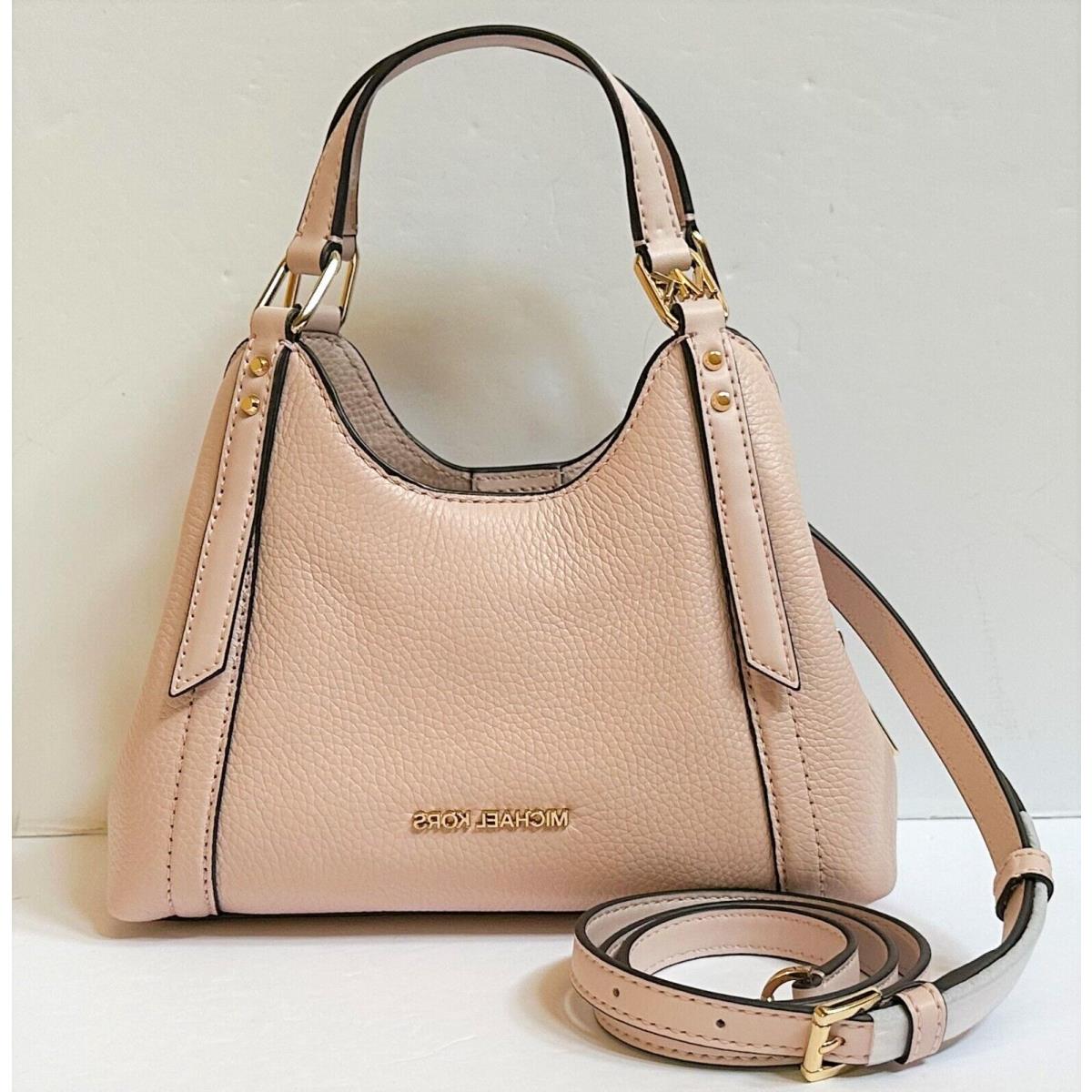 Michael Kors Arlo Small Center Zip Triple Compartment Shoulder Crossbody Bag Pink(Powder Blush)