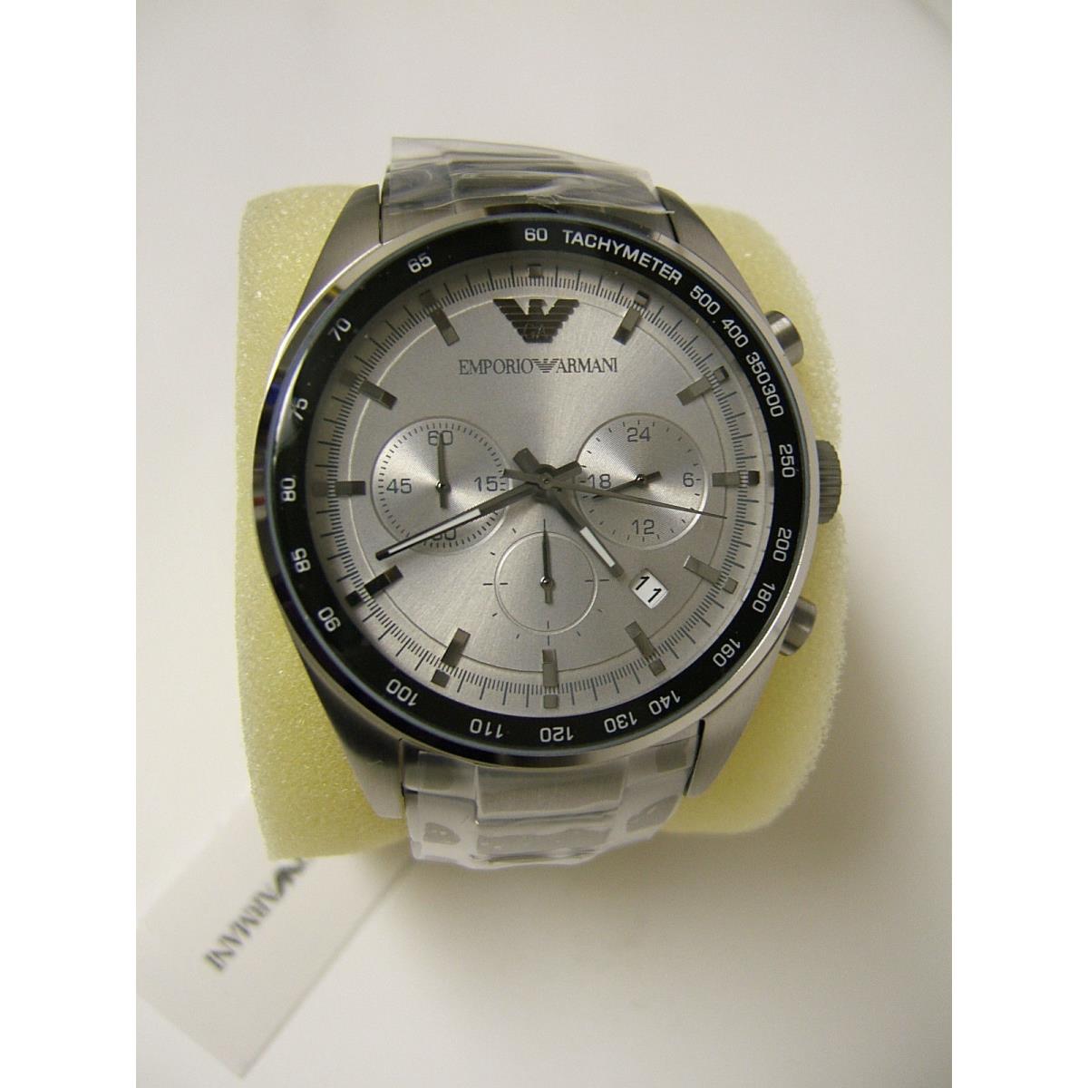 M Emporio Armani Stainless Steel Silver Chronograph Watch AR6095