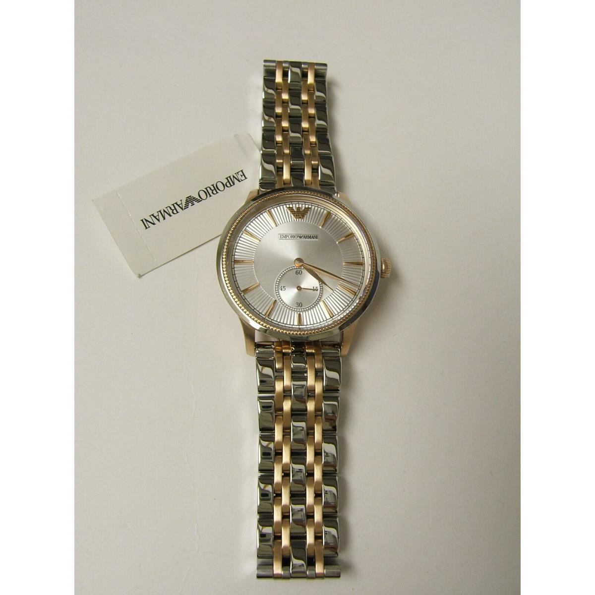 M Emporio Armani Stainless Steel Rose Gold Silver Watch AR1839