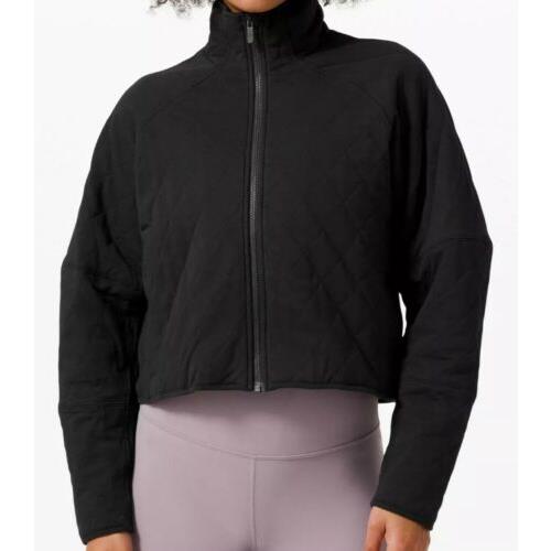 Lululemon Size 12 Quilted Calm Jacket Black Cropped Long Sleeve Zip Up