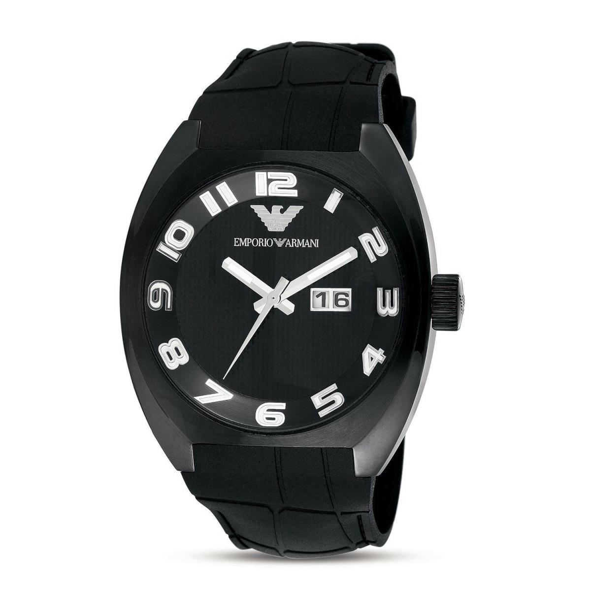 Emporio Armani AR5844 Black Sport Date Men`s Watch - Great Gift - Dial: Black, Band: Black