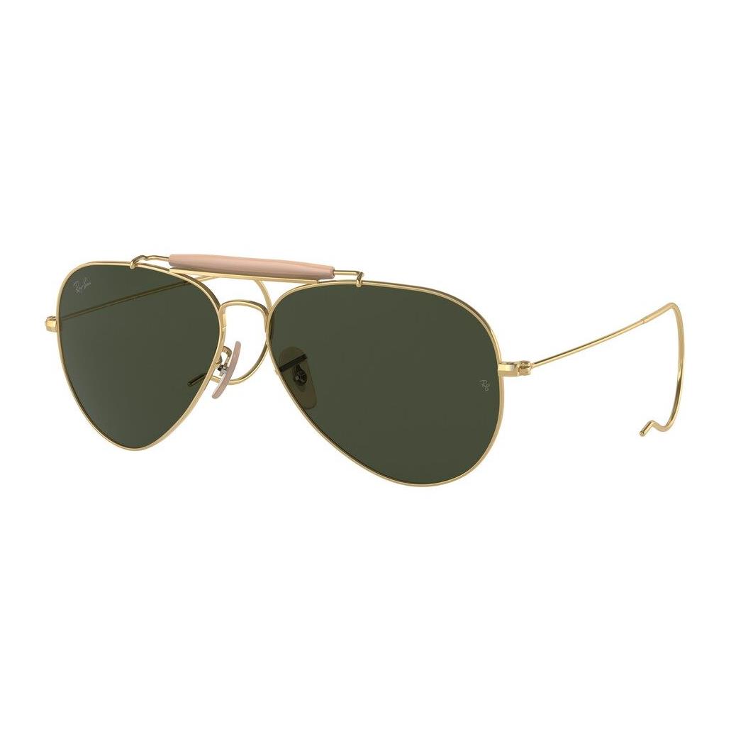 Ray-ban Aviator Outdoorsman Green Lens Unisex Sunglasses RB3030 W3402 58 - Frame: Gold, Lens: Green