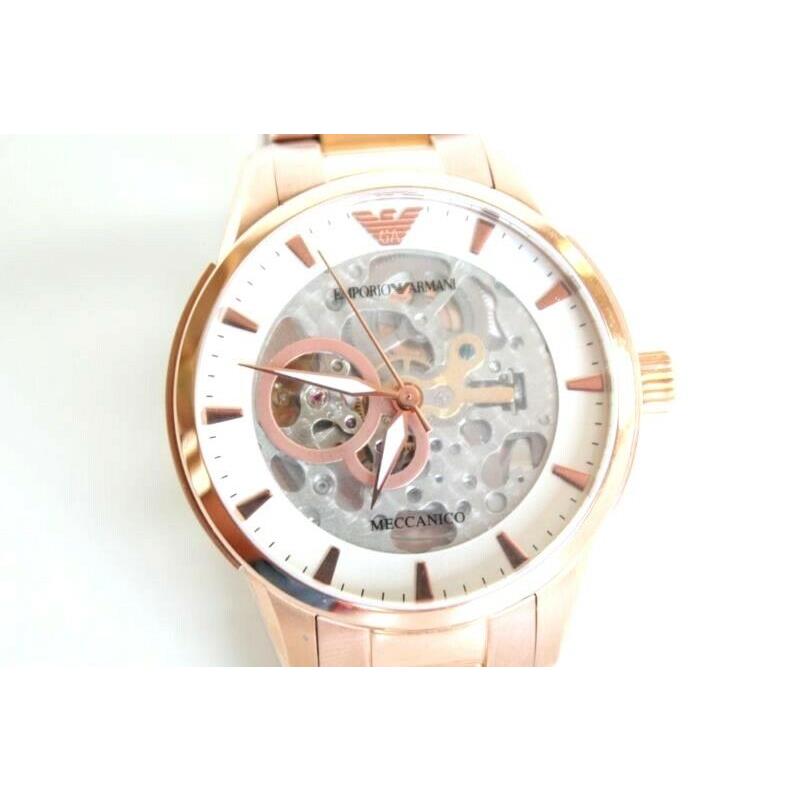 Emporio Armani Rose Gold Tone Meccanico Skeleton S/steel Watch AR4655