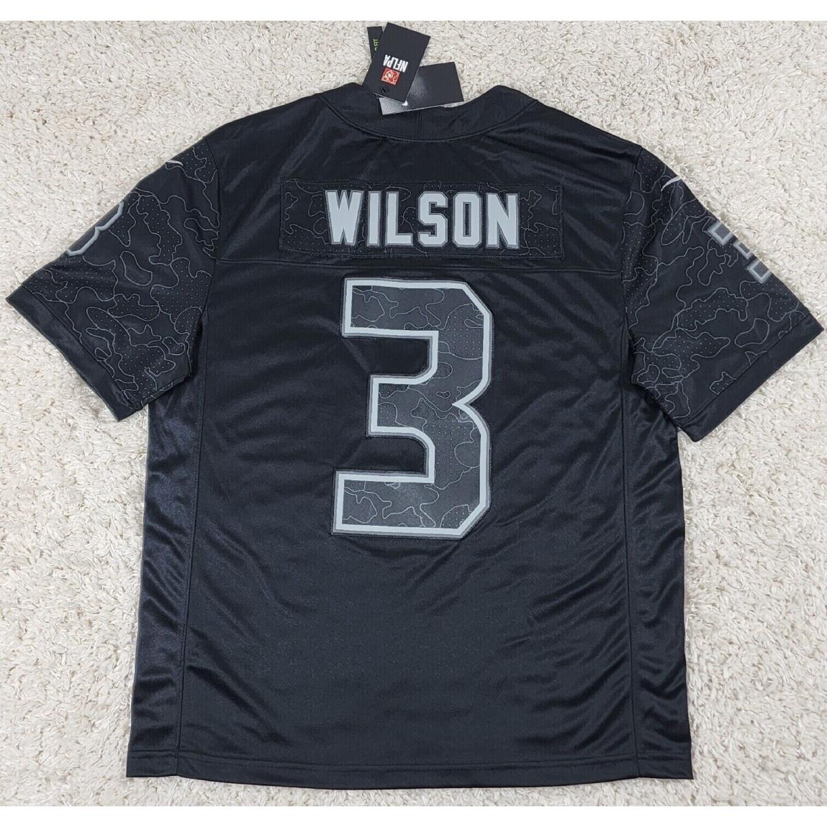 Nike Seattle Seahawks Football Jersey Mens L Large Black Reflective Wilson