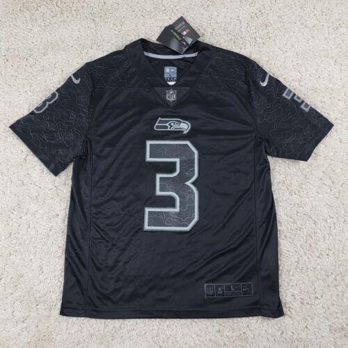 Nike Seattle Seahawks Football Jersey Mens Large Black Reflective Wilson 3 Nfl