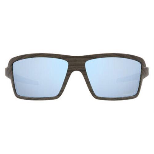 Oakley Cables OO9129 Sunglasses Rectangle 63mm - Frame: Woodgrain / Prizm Deep Water Polarized, Lens: Prizm Deep Water Polarized