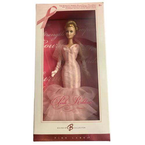 Susan G. Komen Breast Cancer Pink Ribbon Barbie BY Mattel Pink Label Collector
