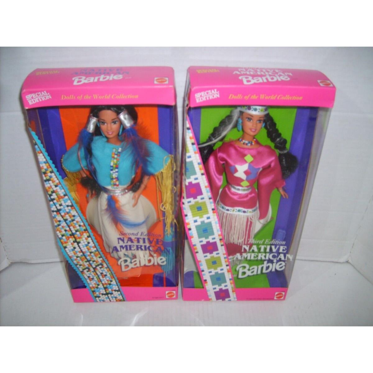 2 Vintage Mattel Native American 1993 Barbie Doll In The Box