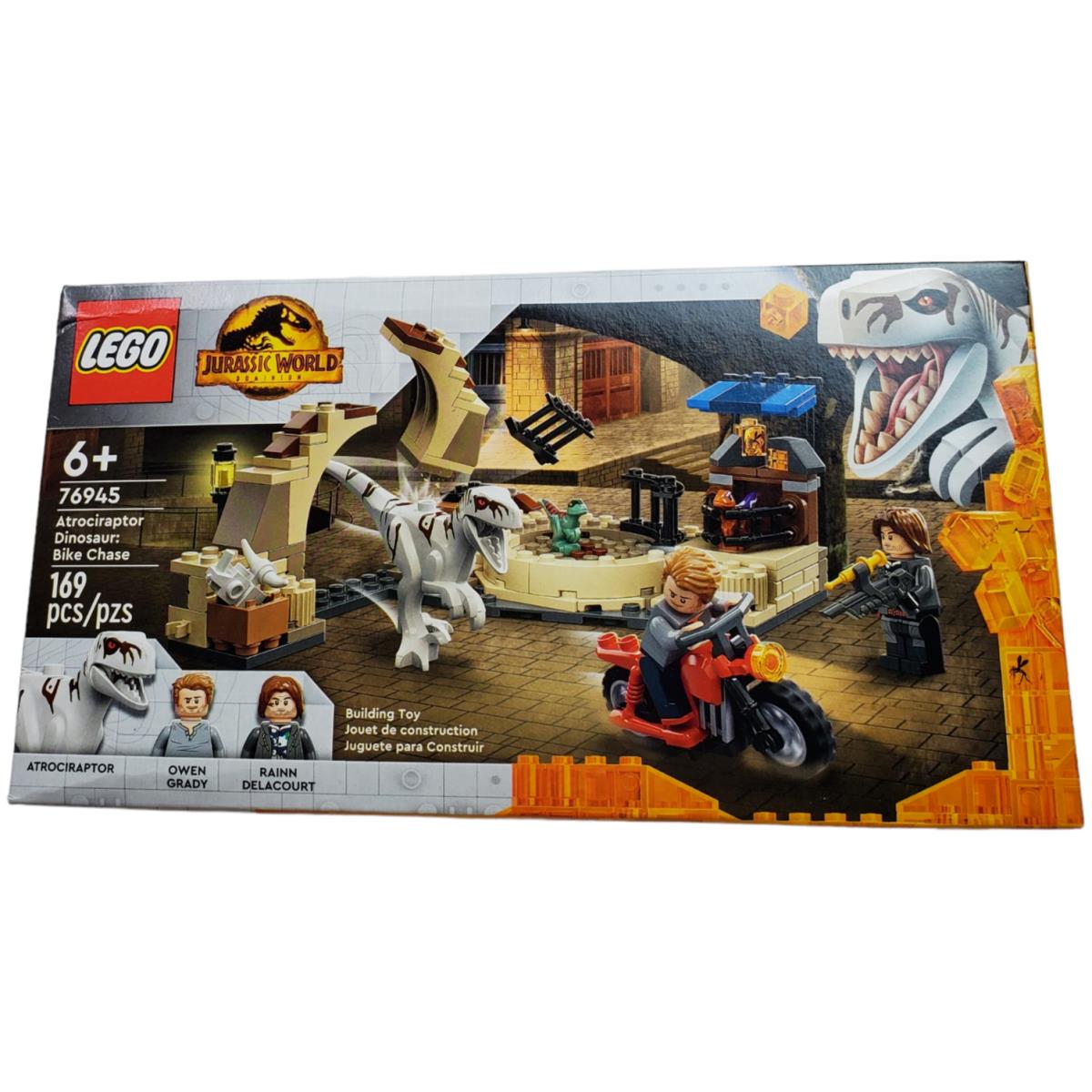 Lego 76945 Jurassic World Dominion Atrociraptor Dinosaur Bike Chase 169 Pcs