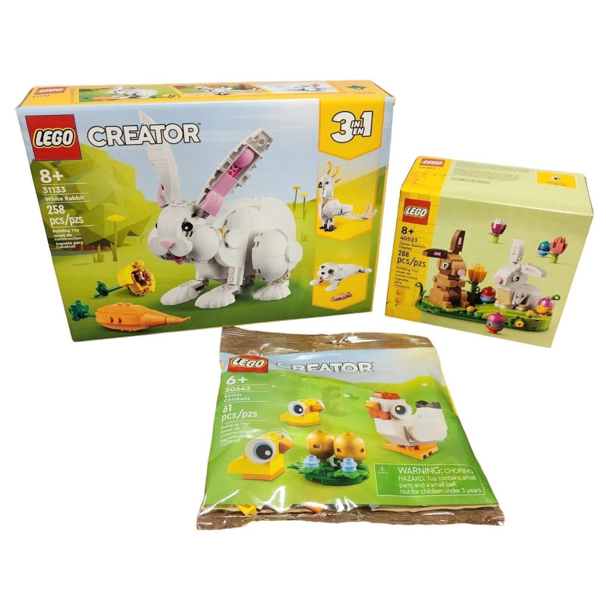 Lego Easter 3 Sets 31133 30643 40523 Bunny Rabbit Chickens All