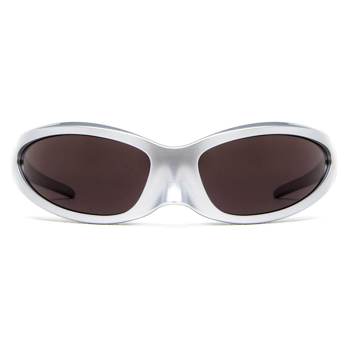 Balenciaga BB0251S Sunglasses Unisex Silver Gray Wrap 80mm