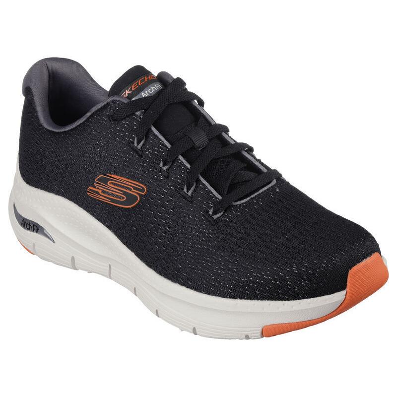 Skechers Arch Fit Shoes Black Orange Mesh Men`s Memory Foam Sport Comfort 232601