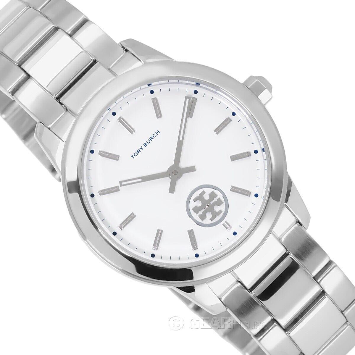 Tory Burch Collins Womens Watch White Dial Silver Stainless Steel 