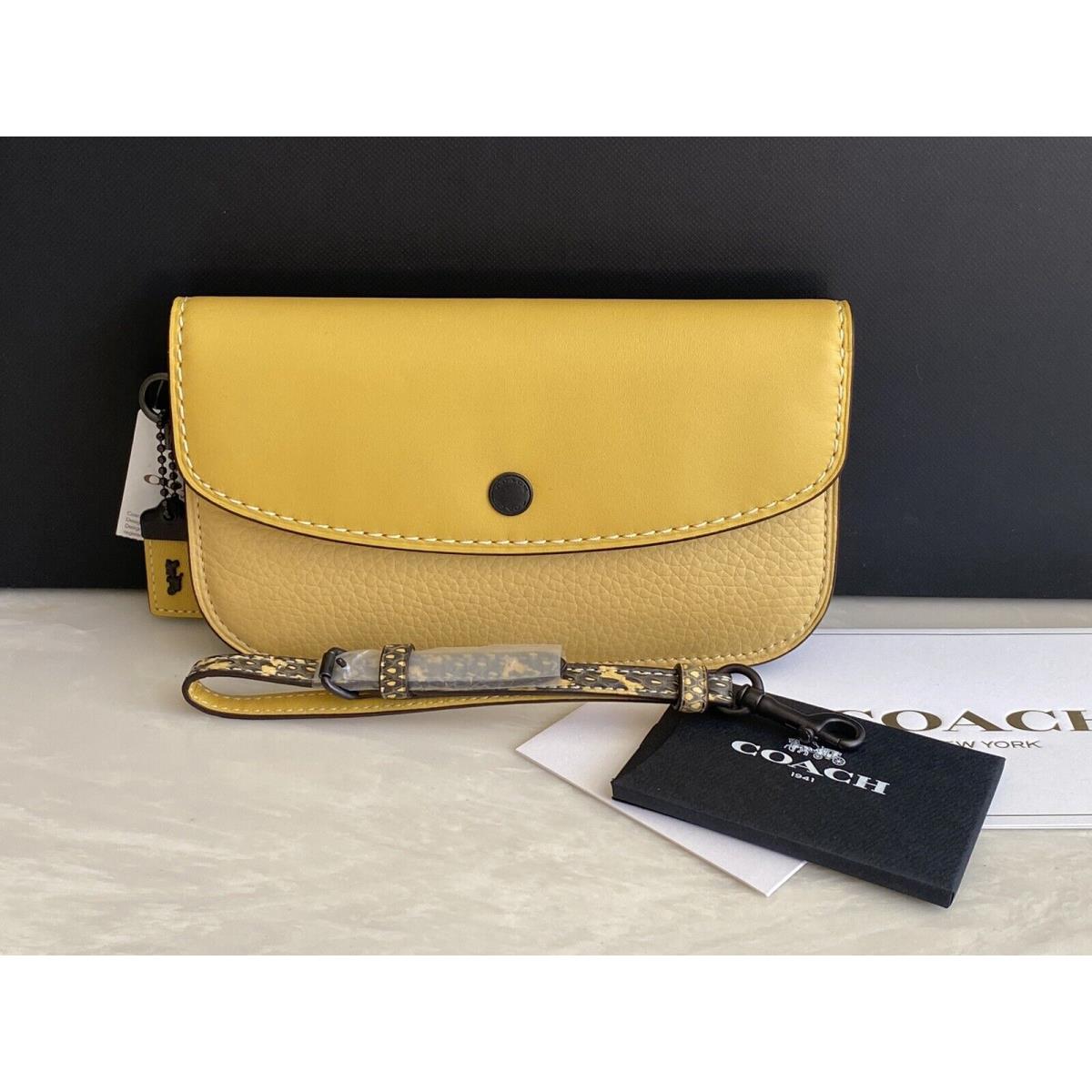 Coach Hay Yellow/colorblock Exotic Snakeskin Clutch 58174