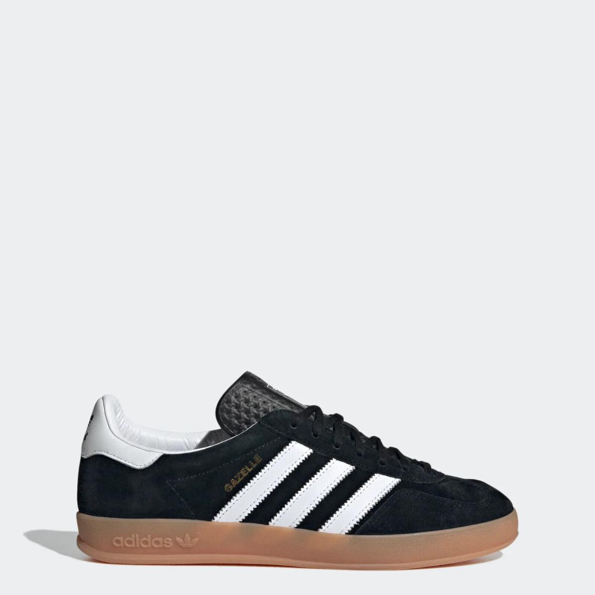 Men`s Size 11 Adidas Gazelle Indoor Shoes H06259 Black/white - Black