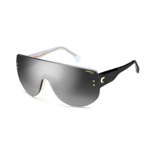 Carrera Silver Black/grey Mirrorshade Silver 99mm Men`s Sunglasses FLAGLAB12079D - Frame: Silver Black, Lens: Grey Mirrorshade Silver