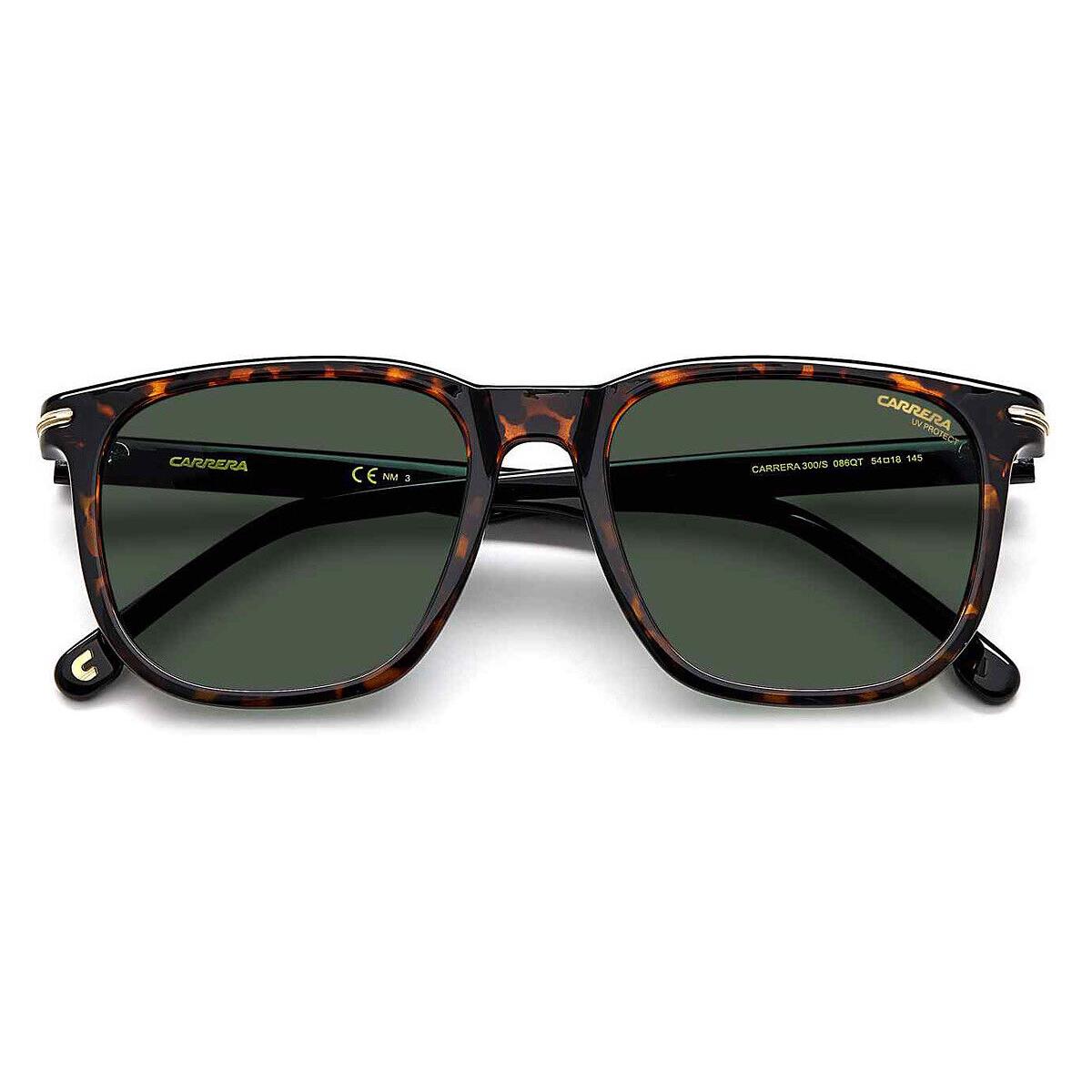 Carrera 300/S Sunglasses Unisex Havana Green Rectangle 54mm
