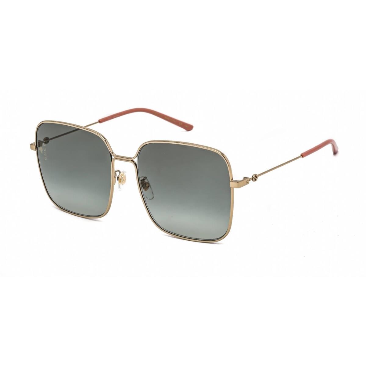 Gucci Unisex Sunglasses Gold Square Metal Full Rim Frame Grey Lens GG0443S 001