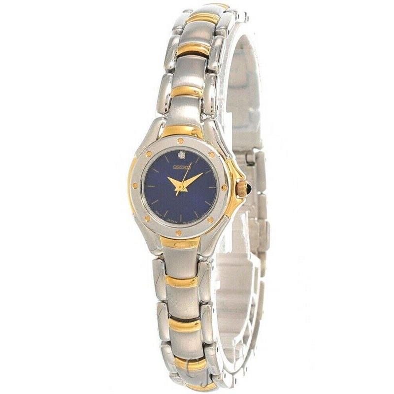 Seiko 23MM Two-tone SS Blue Dial Women S Watch SXGJ74