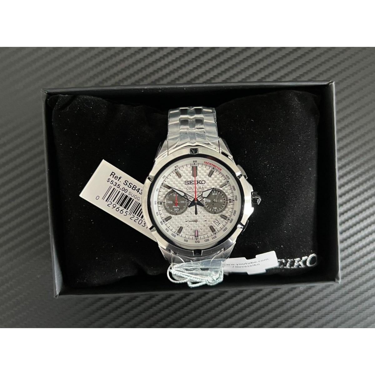 Seiko Motor Sports Race Car Architecture Quartz Chrono White/silver SSB433-NEW