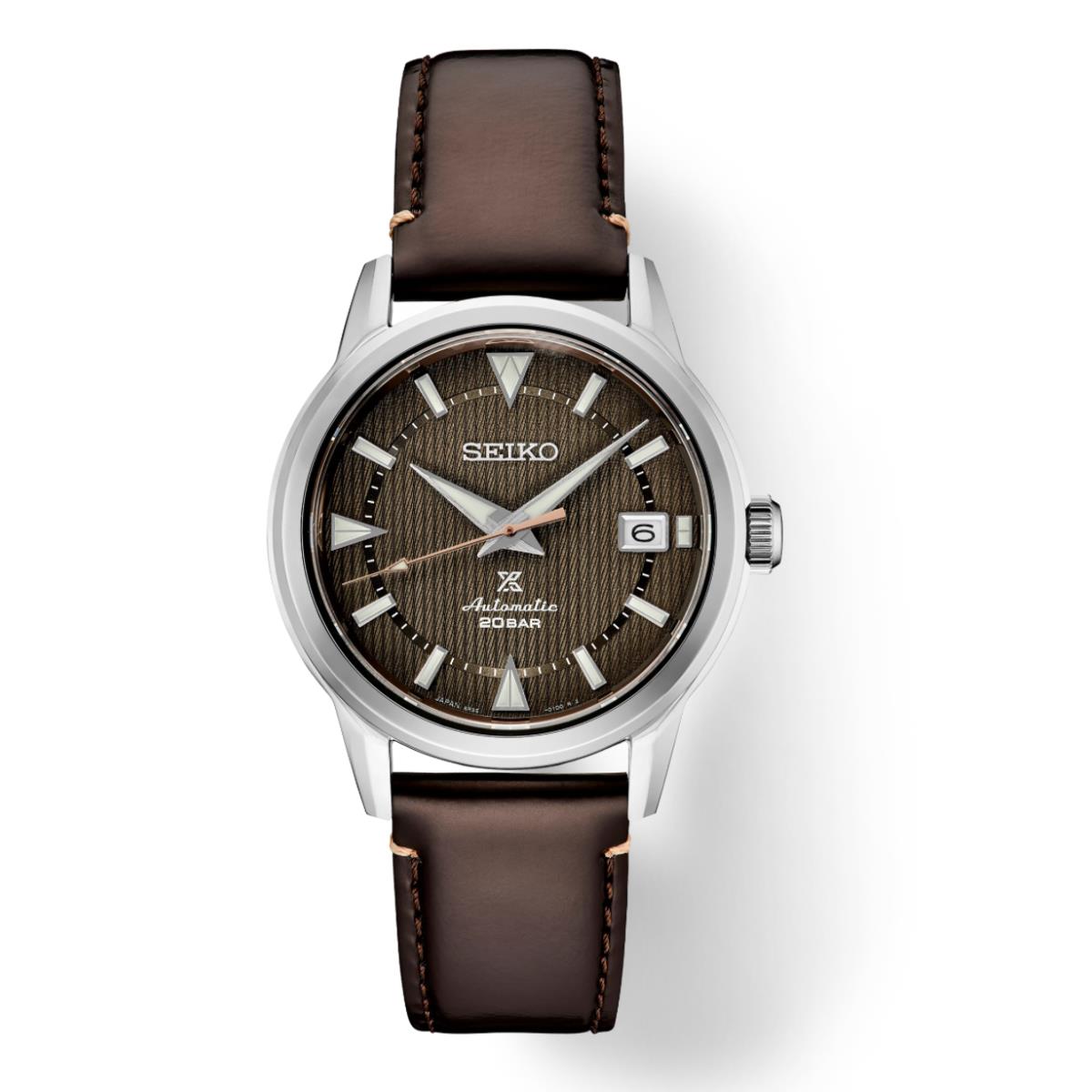 Seiko SPB251 Prospex Land Brown Patterned Dial 38mm Leather Automatic Mens Watch - Dial: Brown, Band: Brown, Bezel: Silver