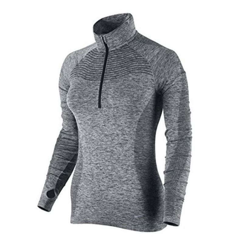 Nike Women`s Dri-fit Knit Half-zip Element Running L/sleeve Sweat Shirt Grey M