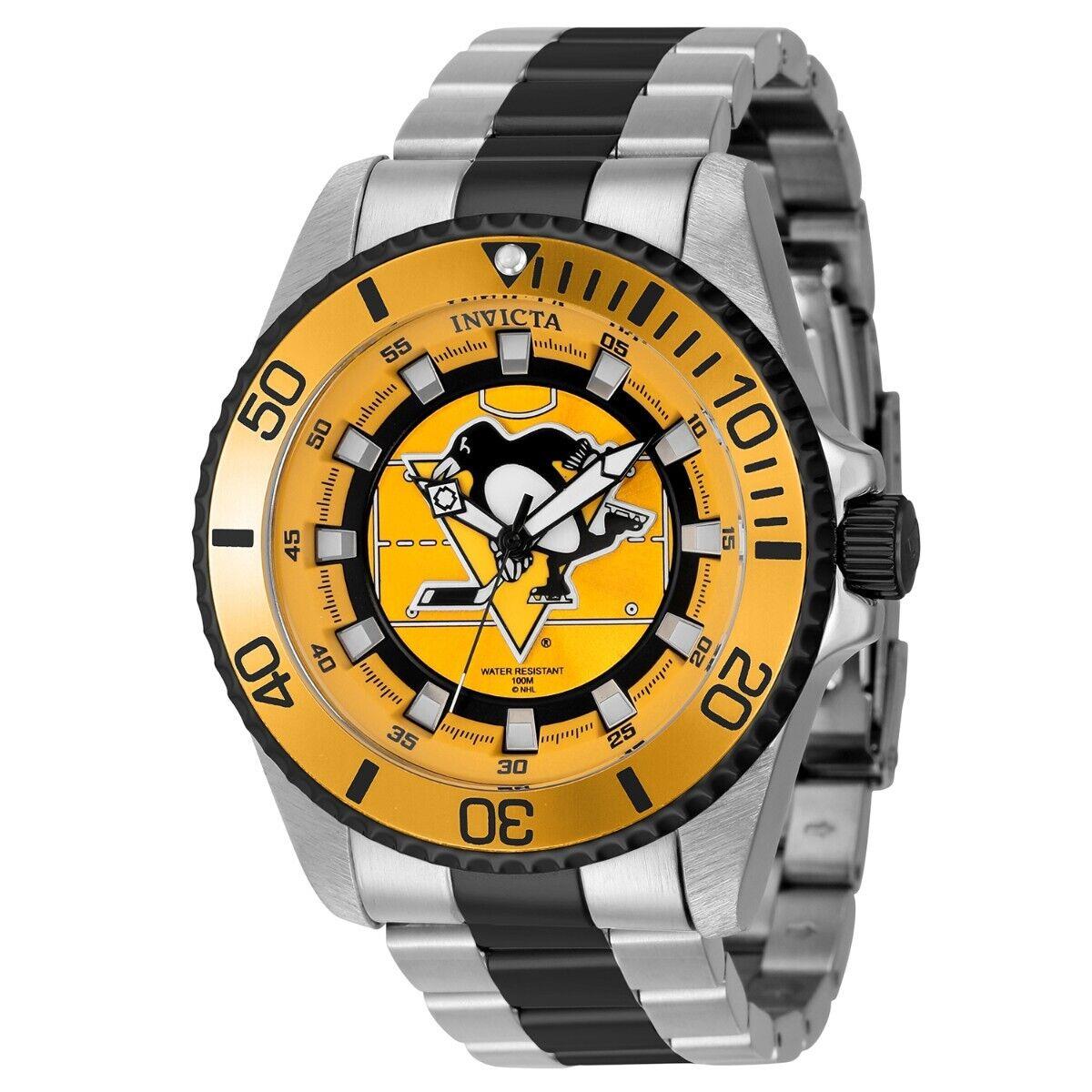 Invicta Nhl Pittsburgh Penguins Men`s Watch - 47mm Black Steel ZG-42242