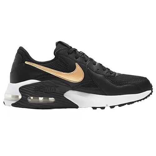 Nike Air Max Excee Women`s Shoes Sneakers Running Gym Workout Black/Metallic Gold/White