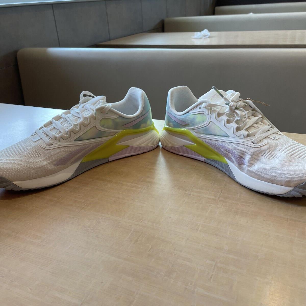 Reebok Nano X2 GX0336 Women`s Training Shoes Size 9.5 White/yellow/lavender